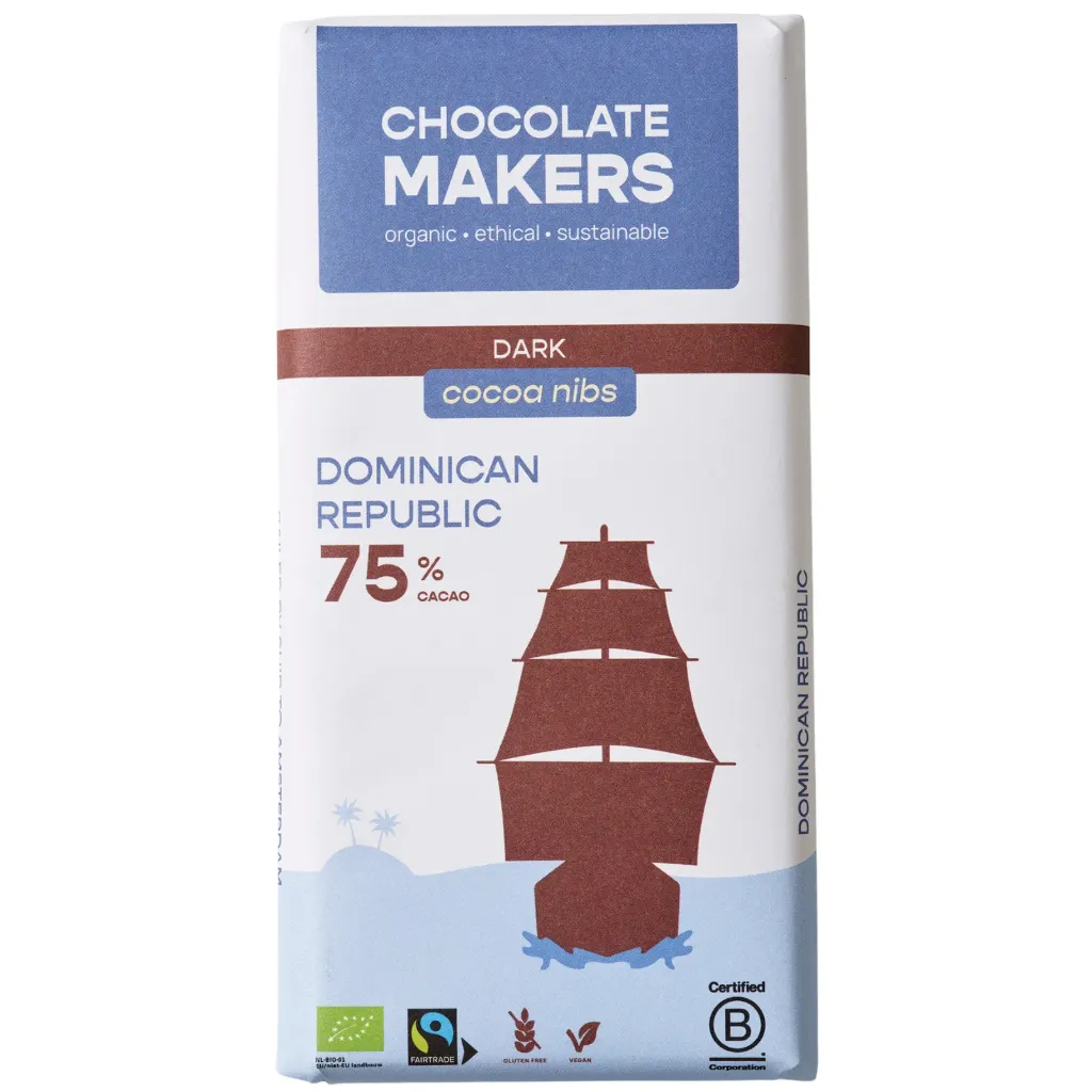CHOCOLATE MAKERS - Éclats de cacao 75% - Rép. Dominicaine  BIO